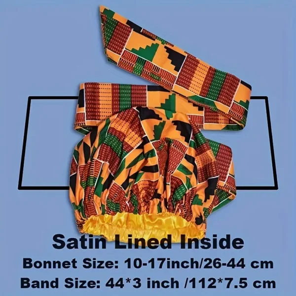 African Print Turban Hat Satin-Lined Head Wraps Vintage Lace Up Headscarf Beanies Bandanas For Women - Image 5
