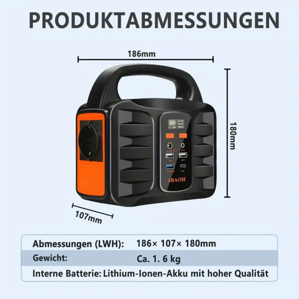 300W Portable Power Station – 296Wh/80,000mAh Solar Generator - Image 3