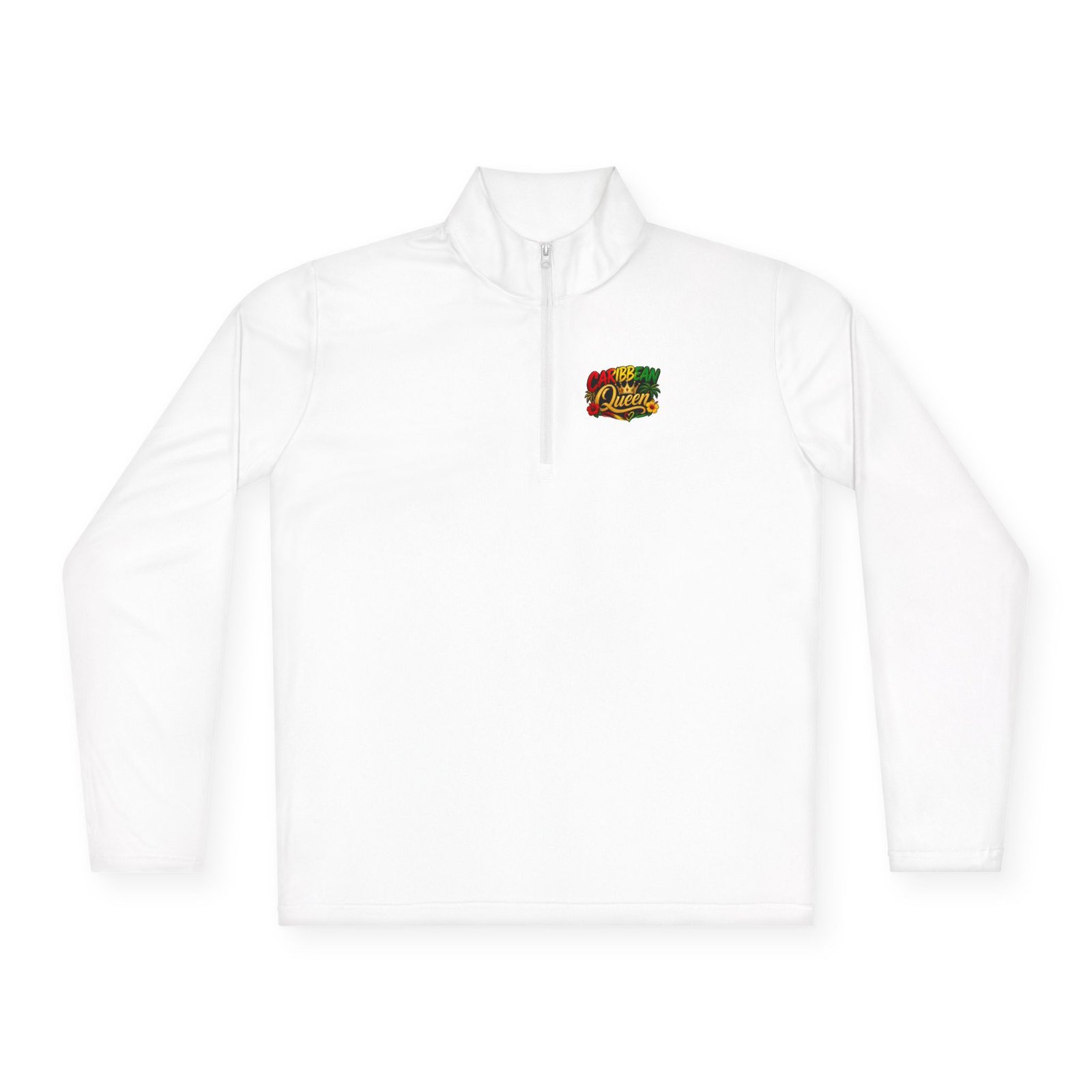 Quarter-Zip Pullover โ "Caribbean Queen" Tropical Graphic Pullover