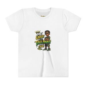 Youth Tee — "Me Likkle But Mi Talk A Wahn Make A Cme" Jamaican Kids Graphic T‑Shirt