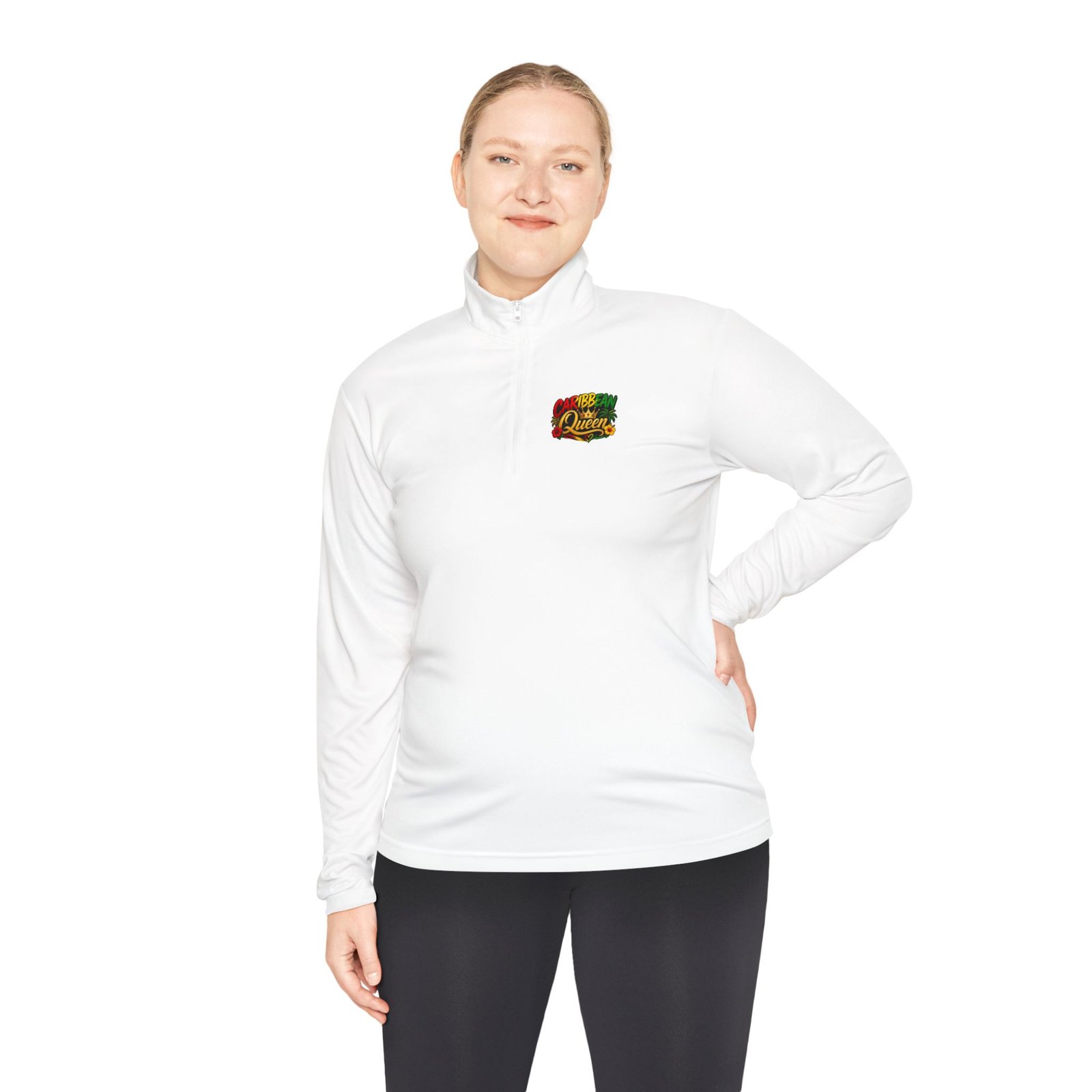 Quarter-Zip Pullover โ "Caribbean Queen" Tropical Graphic Pullover - Image 3