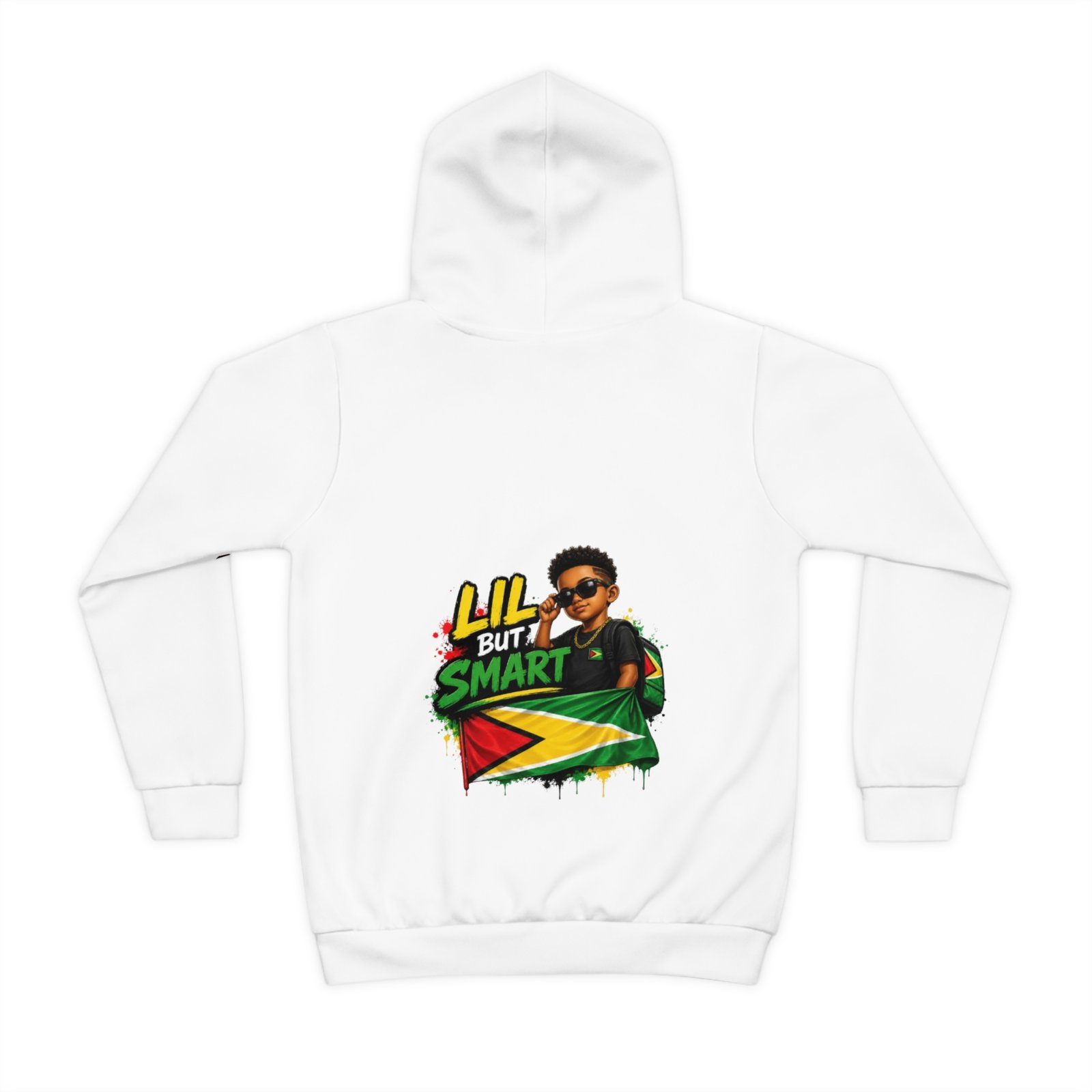 Kids Hoodie — "Lil But Smart" Jamaican Flag Graphic Children's Pullover - Image 2