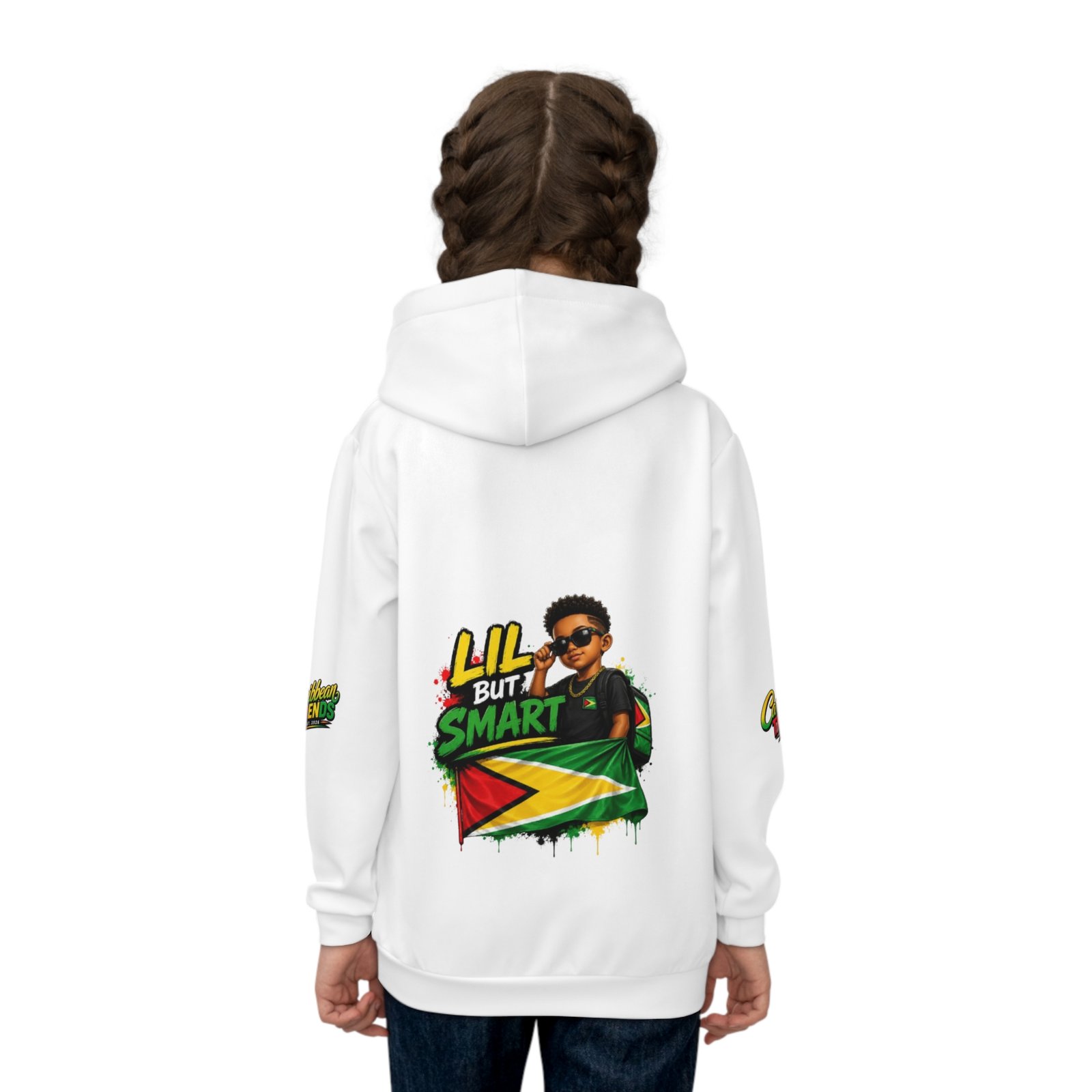 Kids Hoodie — "Lil But Smart" Jamaican Flag Graphic Children's Pullover - Image 4