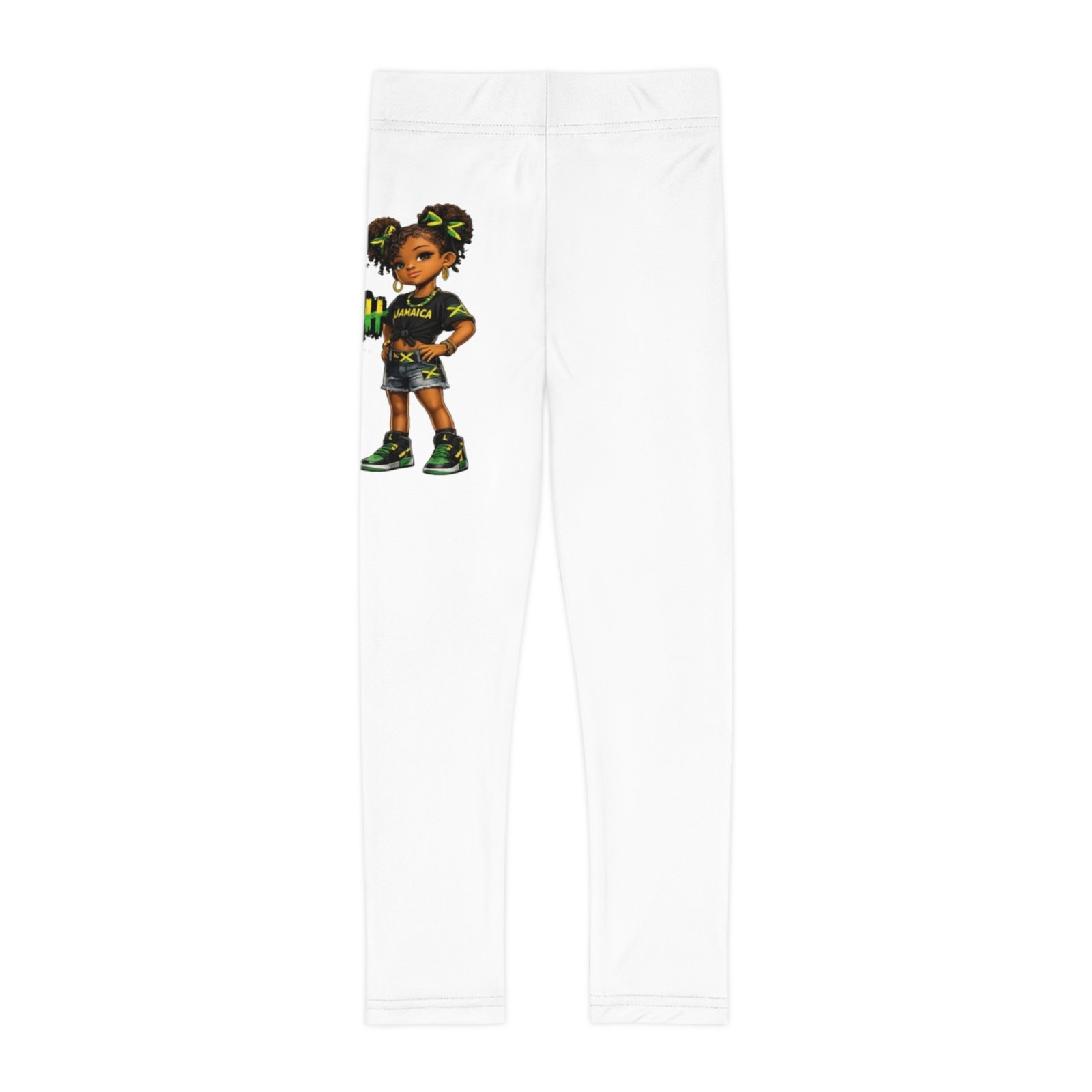 Youth Graphic Leggings — "Mi Likle But Mi Tall Man Cme" Jamaican-Inspired Girl Design - Image 2