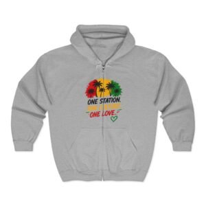 Rasta Palm Zip Hoodie – "One Nation, One Love" Tropical Zip-Up Men Hoodies