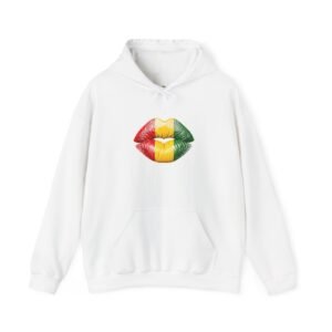 Flag Lip Print Hoodie — Ghana Flag Kiss Graphic Hooded Sweatshirt