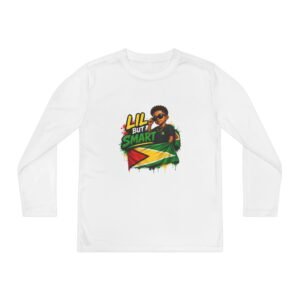 Youth Long Sleeve Tee — "Lil But Smart" Jamaican Flag Kids Shirt