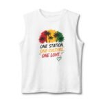 Reggae Palm Men Tank Top — "One Station. One Culture. One Love." Rasta Graphic Muscle Tee