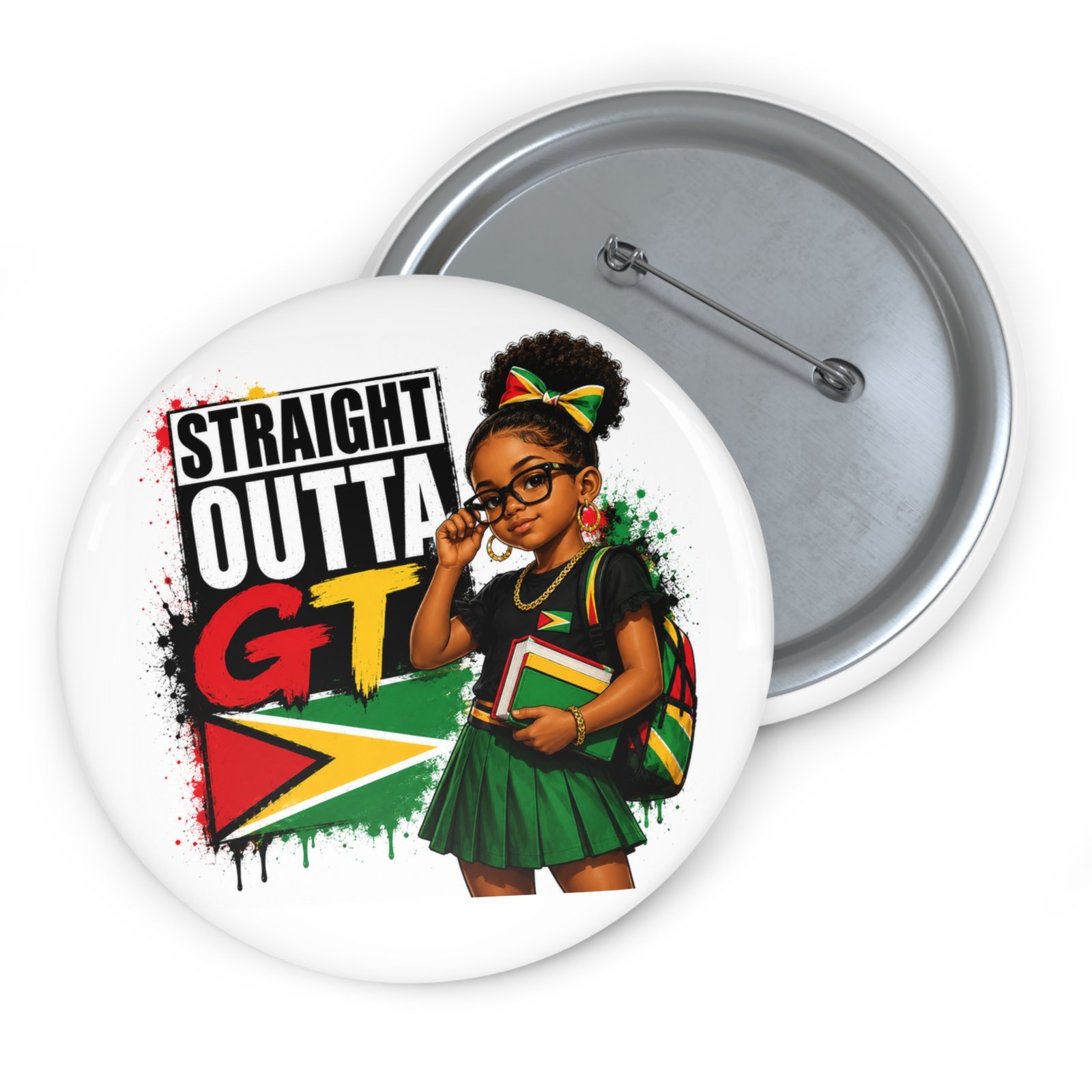 Straight Outta GT Pin Button — Guyana Pride Girl Badge - Image 5