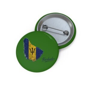 Barbados Flag Map Pin Button โ Patriotic Round Badge