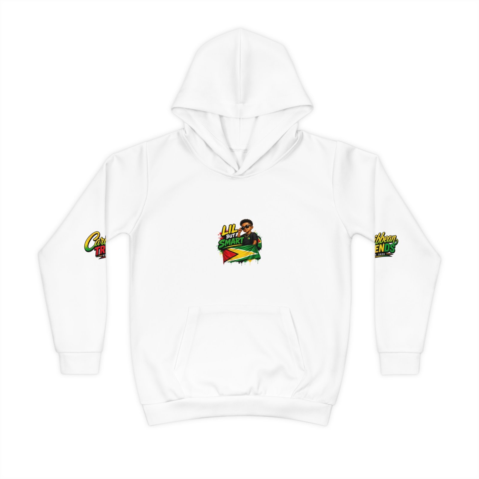 Kids Hoodie — "Lil But Smart" Jamaican Flag Graphic Children's Pullover
