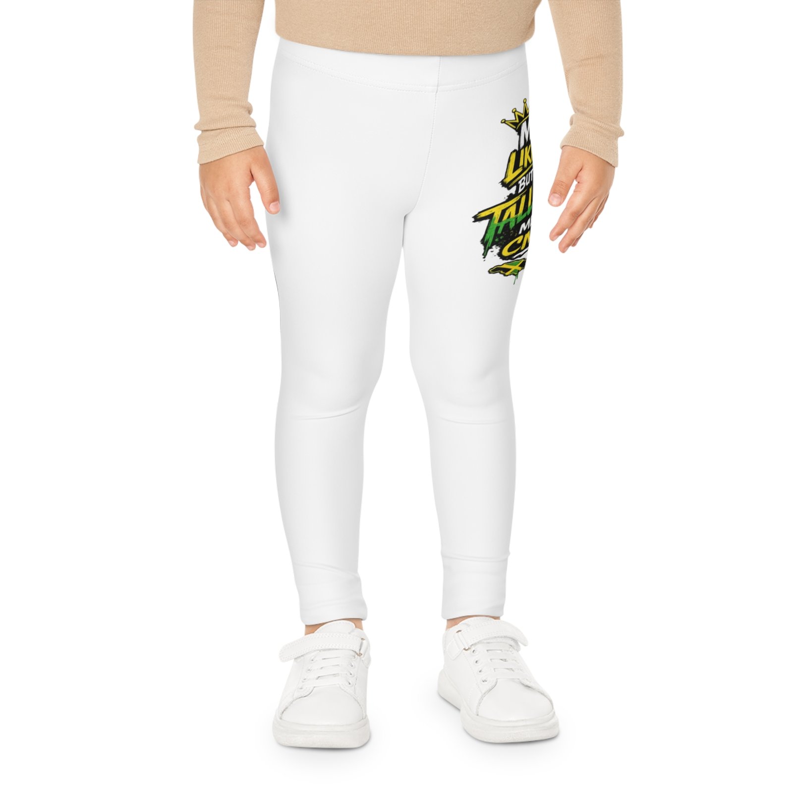 Youth Graphic Leggings — "Mi Likle But Mi Tall Man Cme" Jamaican-Inspired Girl Design - Image 3
