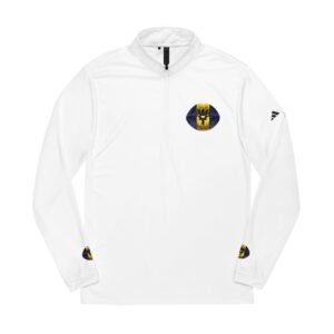 Embroidered Quarter-Zip Pullover — White Athletic Golf Top