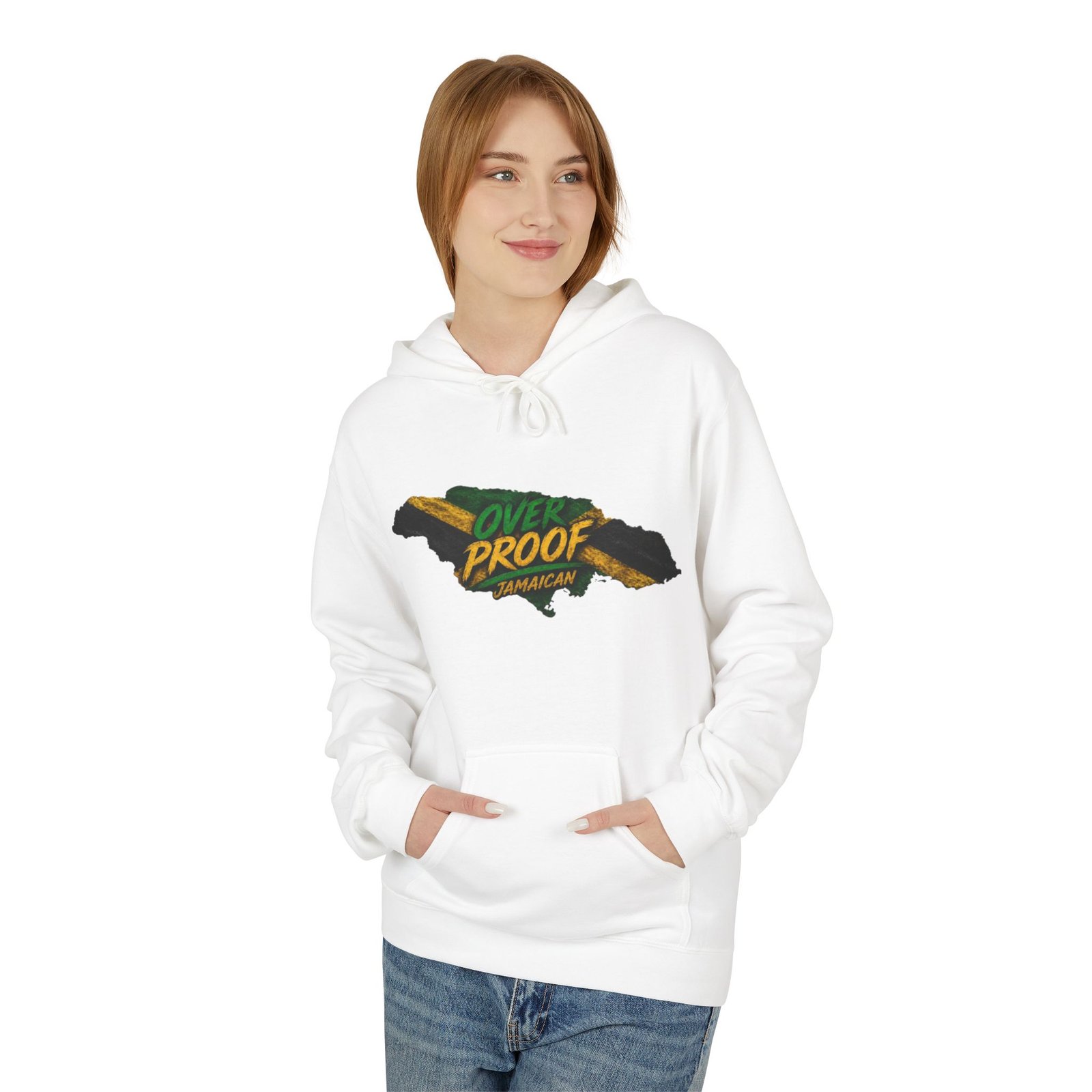 Jamaica Pride Men Hoodie — "Overproof Jamaican" Map Graphic - Image 3