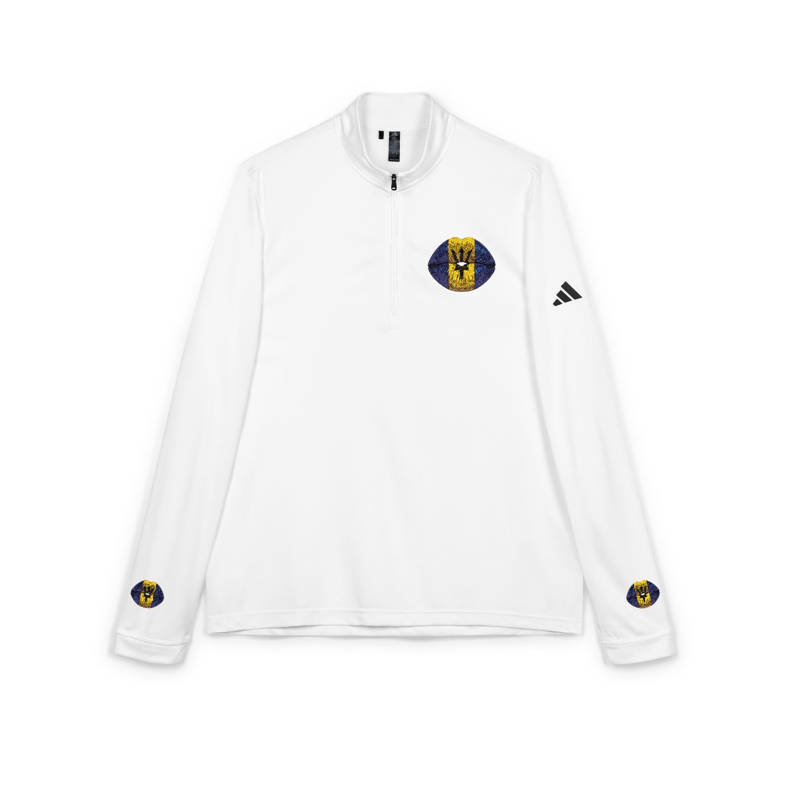 Embroidered Quarter-Zip Pullover โ White Athletic Golf Top - Image 3
