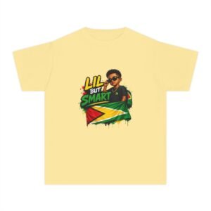 Youth Tee - "Lil But Smart" Guy with Guyana Flag Kids T-Shirt