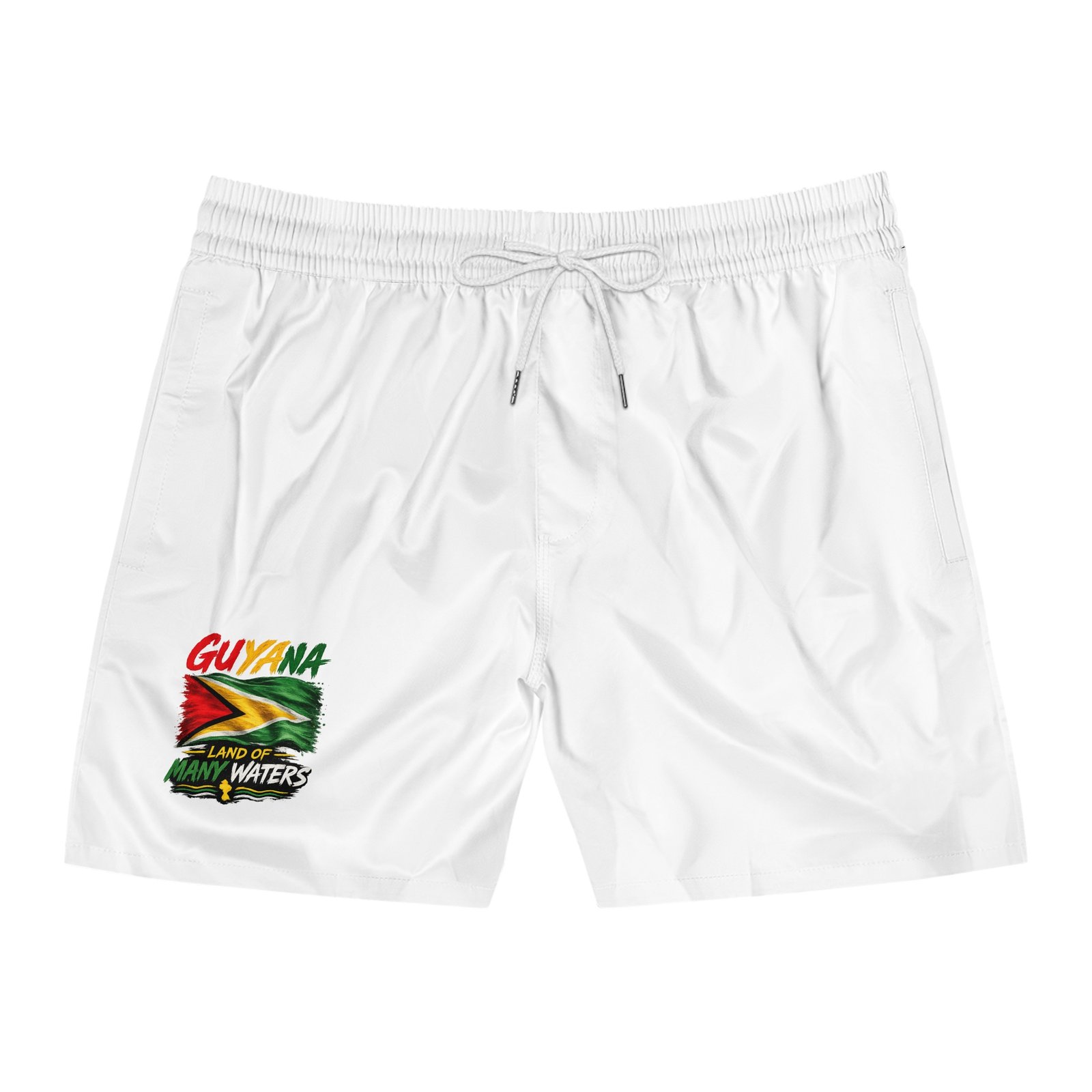 Guyana Flag Swim Shorts — "Land of Many Waters" Men’s Mid-Length Swim Trunks