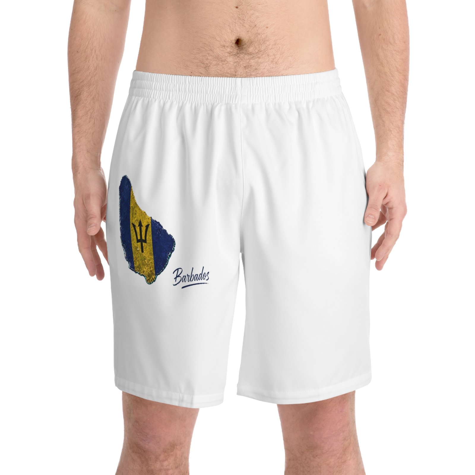 Barbados Flag Beach Shorts — Men's Island Swim Trunks - Image 4