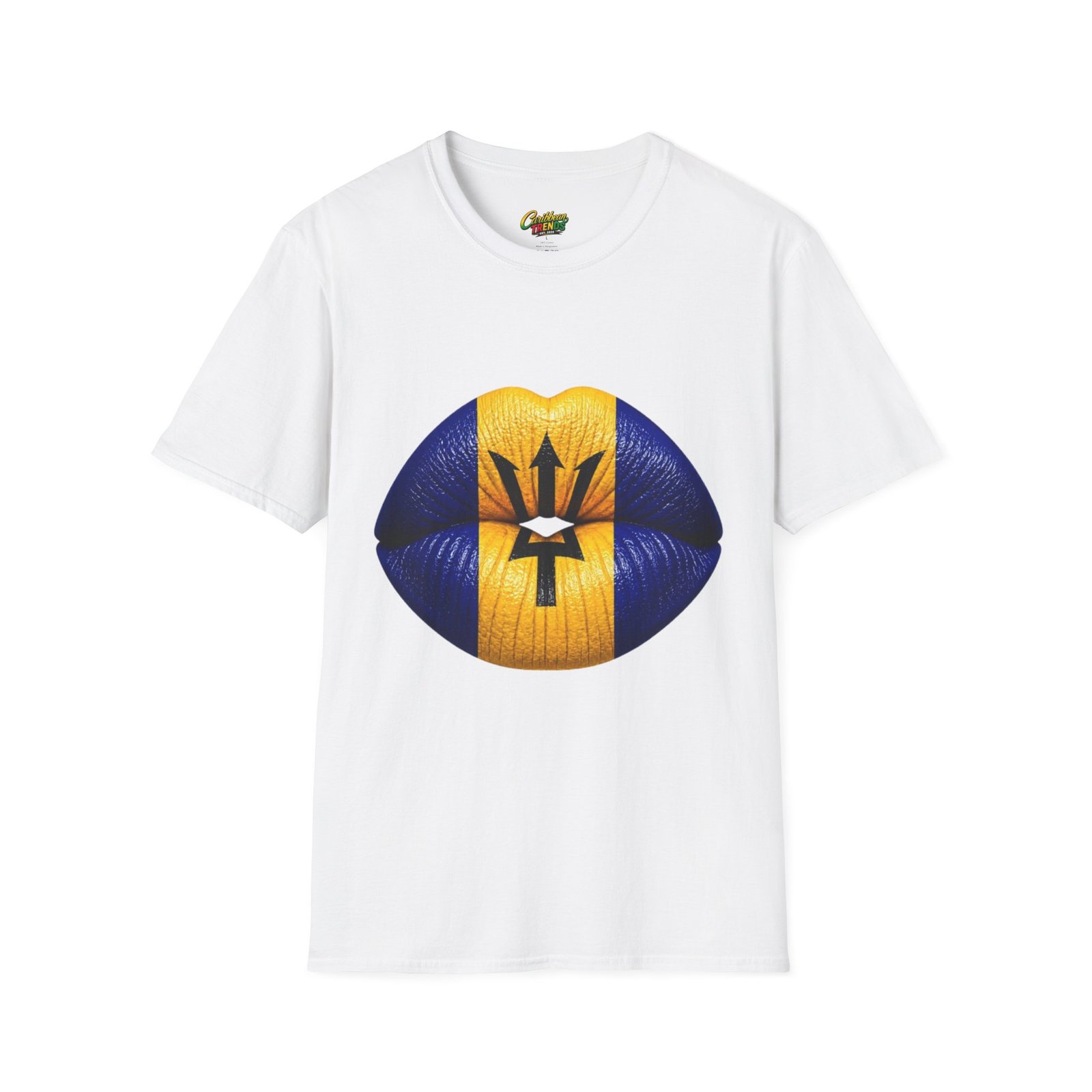 Barbados Flag Lip Print T-Shirt - Image 3