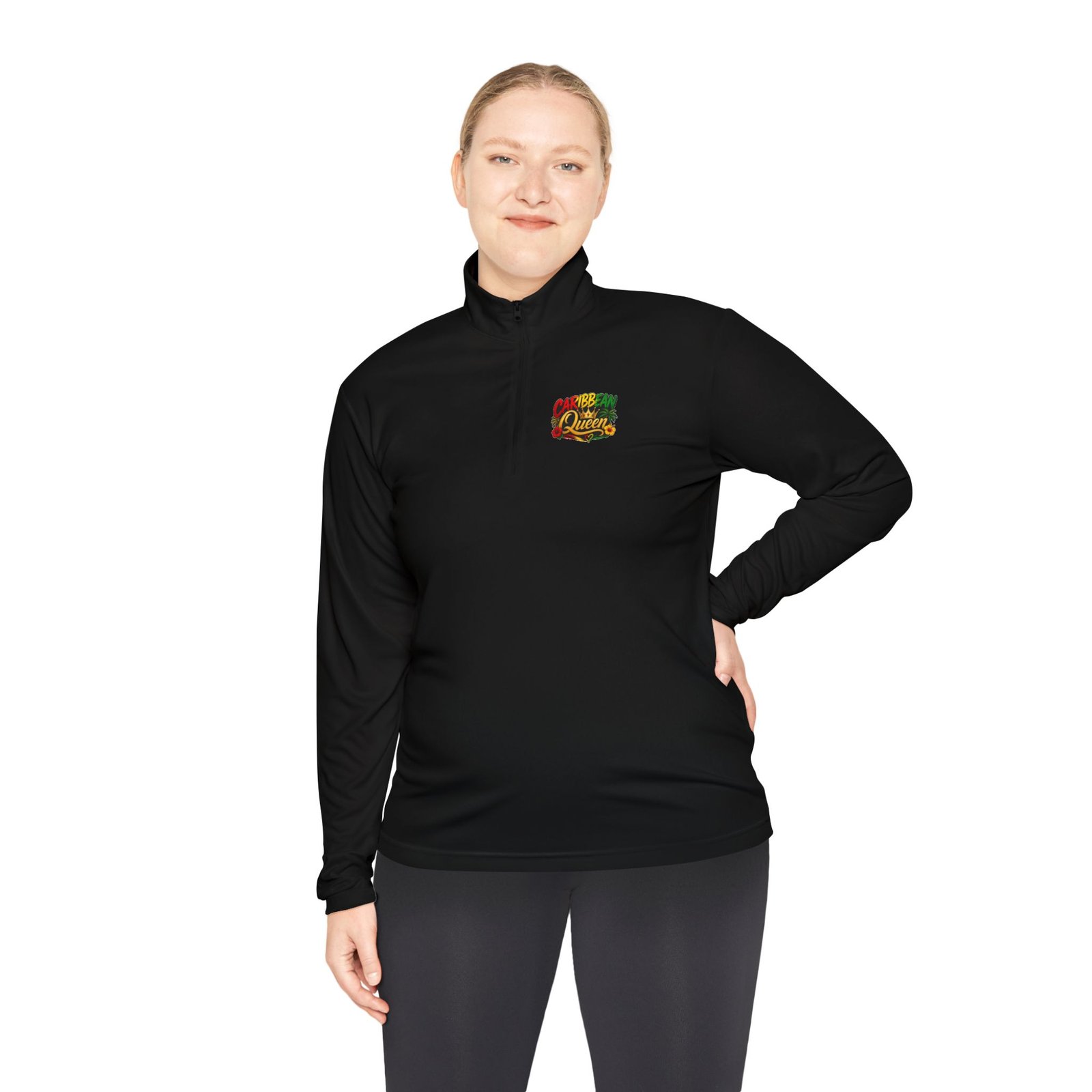Quarter-Zip Pullover โ "Caribbean Queen" Tropical Graphic Pullover - Image 6