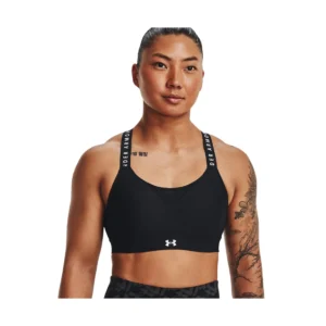 Under Armour Strappy Wordmark Sport Bralette Womens Sports Bras Color: Black/White 100% Authentic