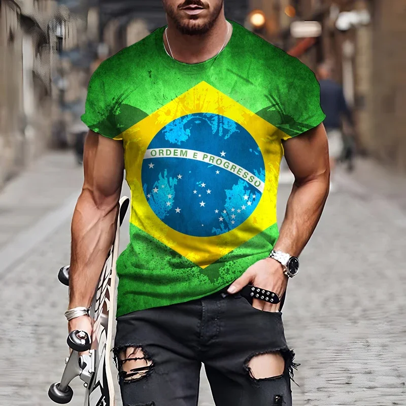 Brazilian Flag 3D Print Sports Quick-dry Breathable Men Women T-shirt Outdoor Street Football Jersey Team Club Fan Short-sleeve - Image 2