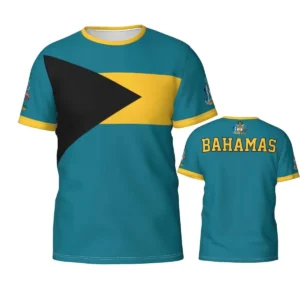 Bahamas Flag 3D Printed T-shirts Sports Casual Jerseys Team Tees Gift For Football Fans Bahamian Badge Short Sleeved T Shirt