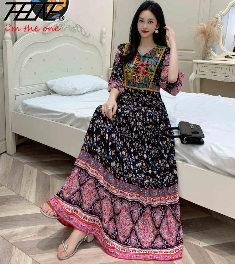 Indian Dress for Women Summer Embroidery Chic Elegant Party Dresses Clothes Vintage Long Maxi Prom Bohemian Beach Robe Vestidos - Image 9