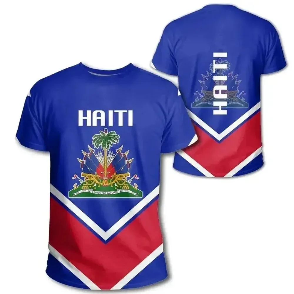 HAITI Island Flag 3D Print Sports Quick-dry Breathable Men Women T-shirt Football Jersey Team Training Short-sleeve Summer Top - Image 2