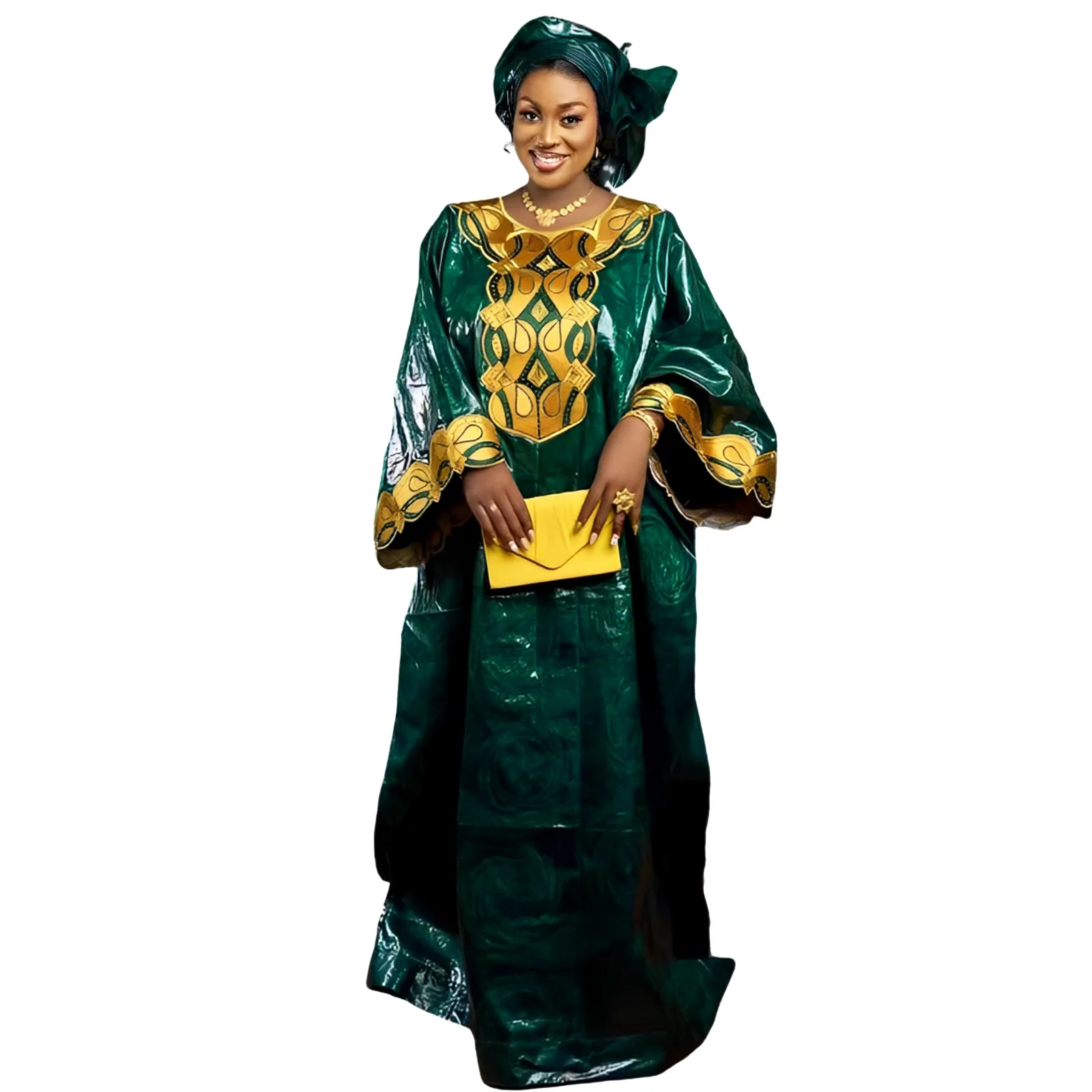 African Dresses For Woman Bazin Riche Embroidery Design Long Dress - Image 3