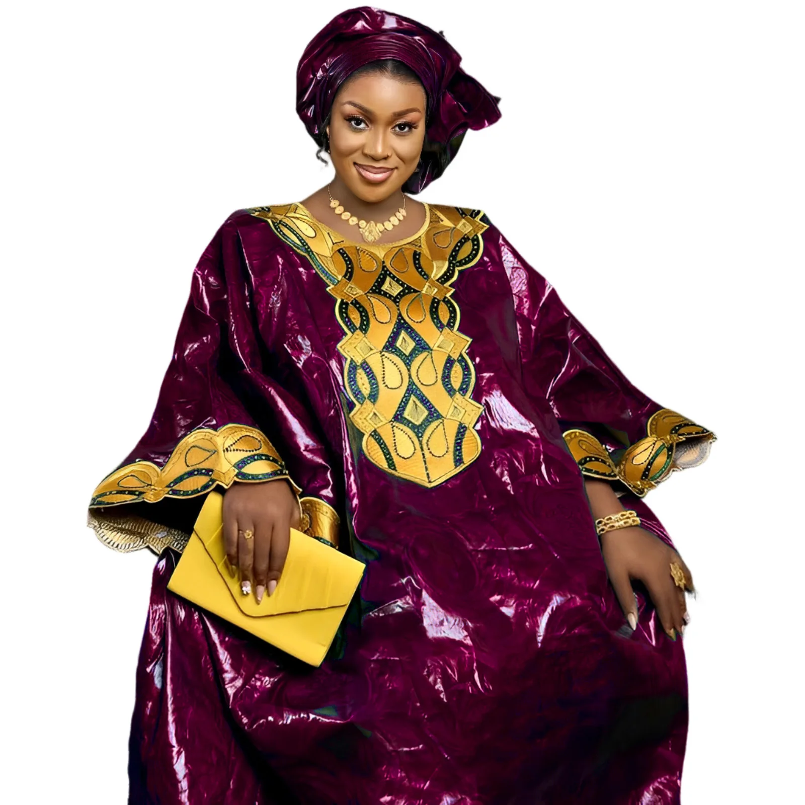 African Dresses For Woman Bazin Riche Embroidery Design Long Dress - Image 5
