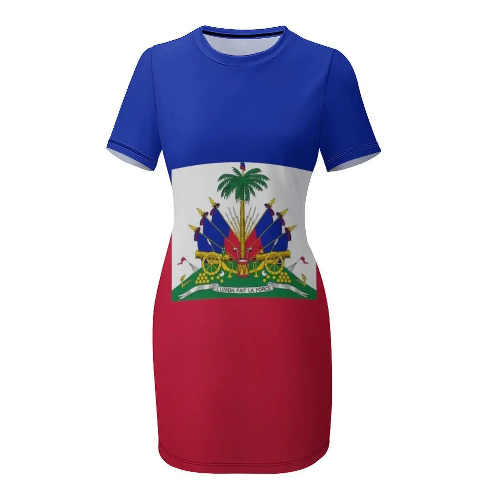 Haiti Flag Short-Sleeved Dress bandage dress wedding guest dress 2026 elegant women's sets Women's evening - Image 4