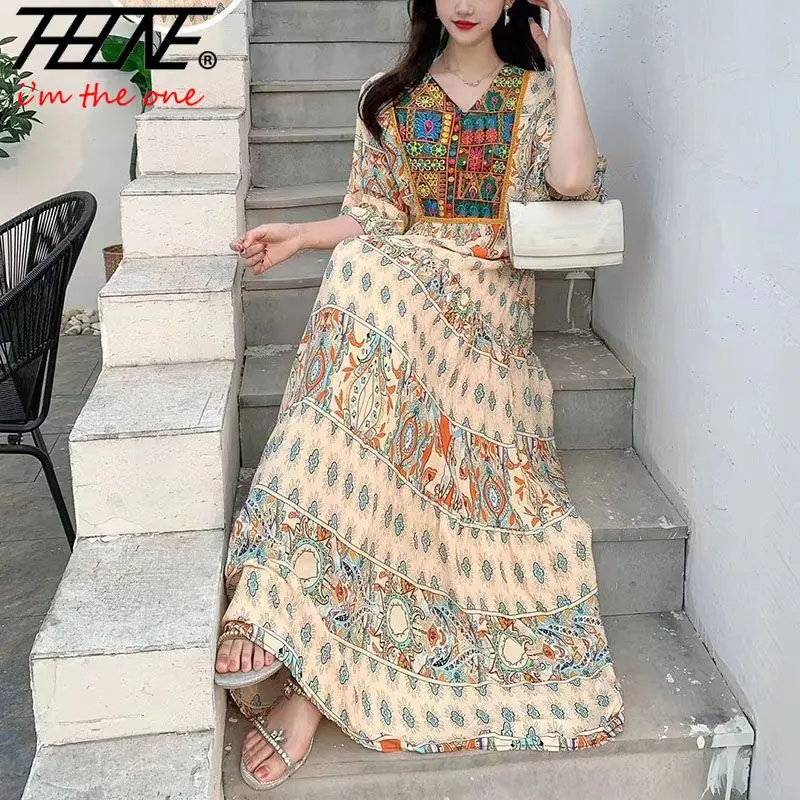 Indian Dress for Women Summer Embroidery Chic Elegant Party Dresses Clothes Vintage Long Maxi Prom Bohemian Beach Robe Vestidos - Image 4