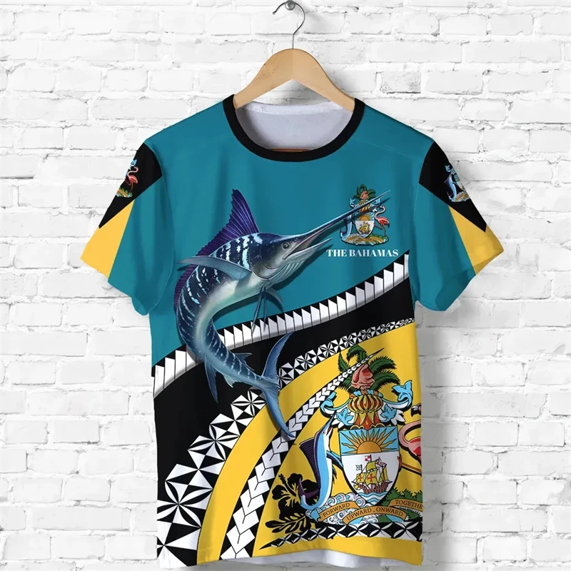 Bahamas Flag T-shirt For Men Clothing New Fashion Bahamian National Emblem 3D Print O Neck Tee Shirts Casual Sports Fitness Tops - Image 11