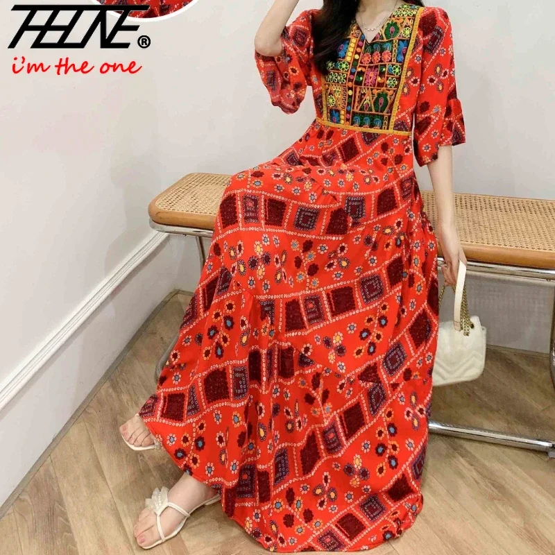 Indian Dress for Women Summer Embroidery Chic Elegant Party Dresses Clothes Vintage Long Maxi Prom Bohemian Beach Robe Vestidos - Image 2