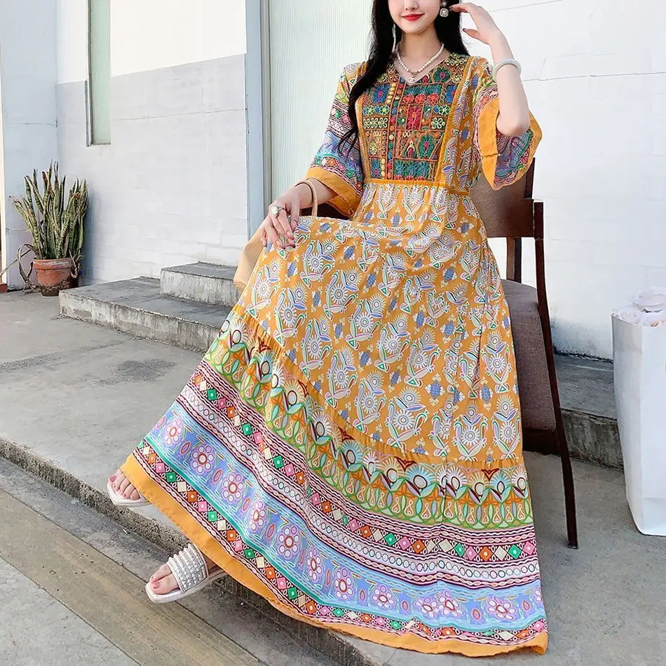 Indian Dress for Women Summer Embroidery Chic Elegant Party Dresses Clothes Vintage Long Maxi Prom Bohemian Beach Robe Vestidos - Image 11