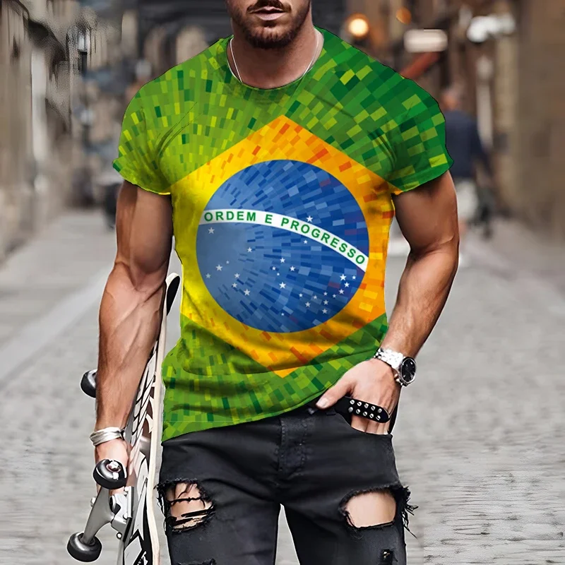 Brazilian Flag 3D Print Sports Quick-dry Breathable Men Women T-shirt Outdoor Street Football Jersey Team Club Fan Short-sleeve - Image 3