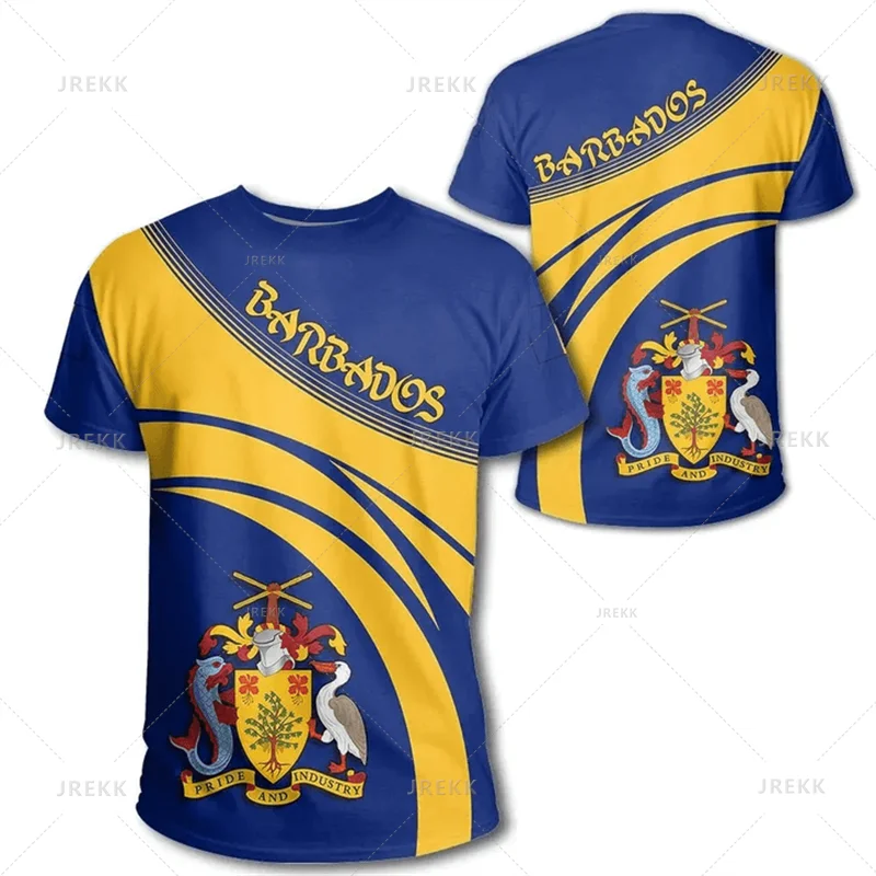 Barbados National Flag Map 3D Printing T Shirt Barbados Coat Of Arms Graphic Tee Shirts Fashion Streetwear Short Sleeves Clothes - Image 11
