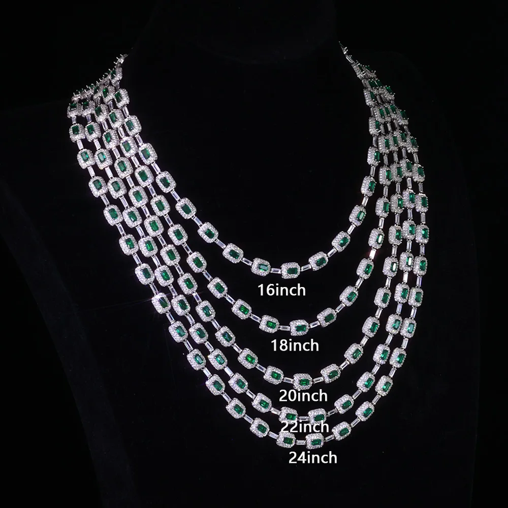 Fine Jewelry White Gold Emerald Bracelet With Diamond 7mm Iced Green Emerald Bracelet Gemstone Women Men Gift - Image 5