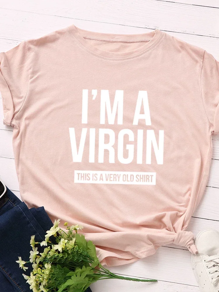 I'm A Virgin Print Women T Shirt Short Sleeve O Neck Loose Women Tshirt Ladies Tee Shirt Tops Clothes Camisetas Mujer - Image 4
