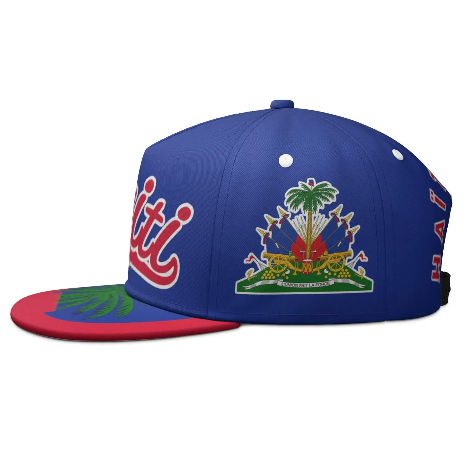 Haiti Flat Brimmed Cap Custom Name Number Logo Hip-hop Hat Nation Flag Country Haitian Republic College Print Photo Headgear - Image 2