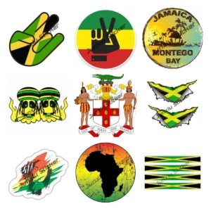 Jamaica Flag Map Sticker Jamaican One Love African Love Heart Cover Scratches Decoration Decals for Car Phone Window Engine SUV