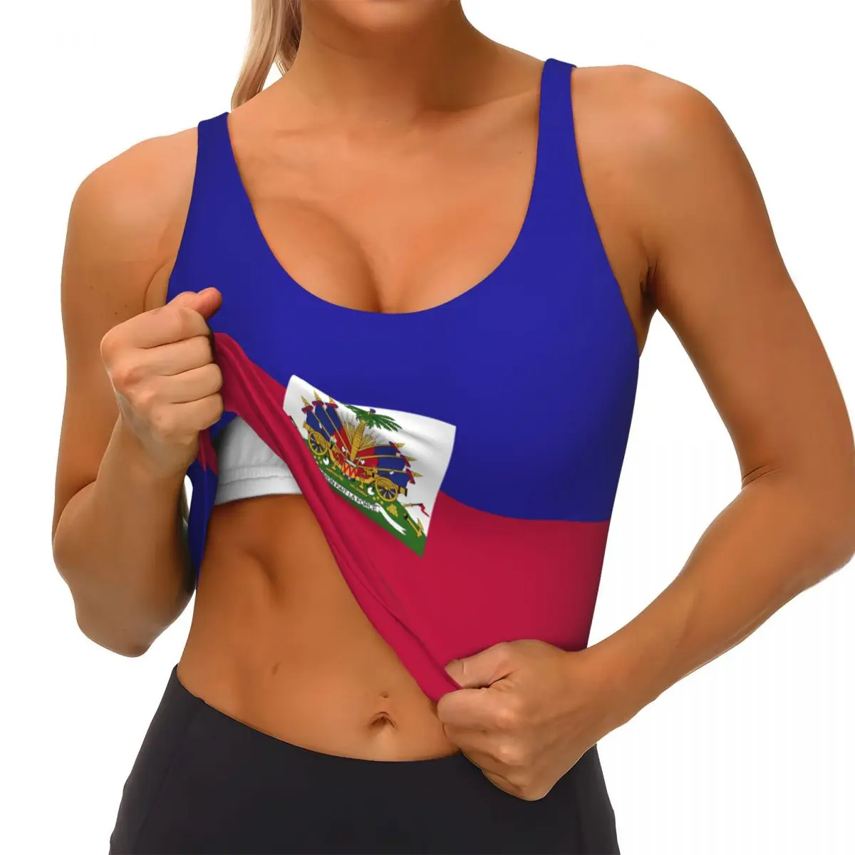 2026 Haiti Flag Print Women Activities Sports Vest Yoga Vest Workout Vest for Women Lightweight Trendy - Image 4