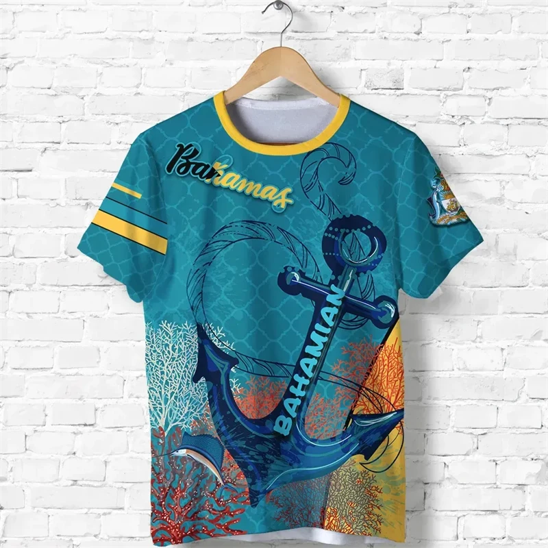 Bahamas Flag T-shirt For Men Clothing New Fashion Bahamian National Emblem 3D Print O Neck Tee Shirts Casual Sports Fitness Tops - Image 10