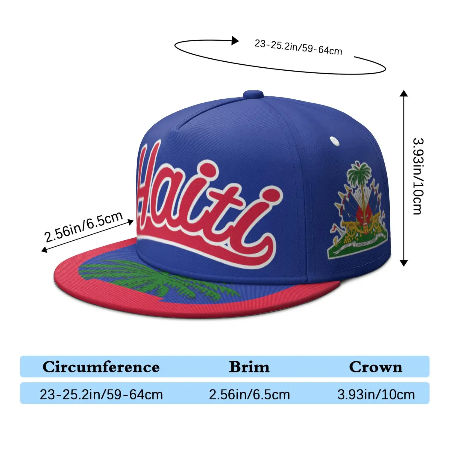 Haiti Flat Brimmed Cap Custom Name Number Logo Hip-hop Hat Nation Flag Country Haitian Republic College Print Photo Headgear - Image 3