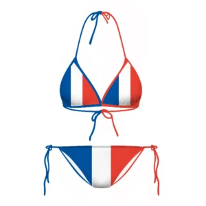 CLOOCL Sexy Bikini Sets French Flag 3D Printed Swimsuit Beach Pool Vacation Adjustable Lacing Bikini Suits No Chest Pad