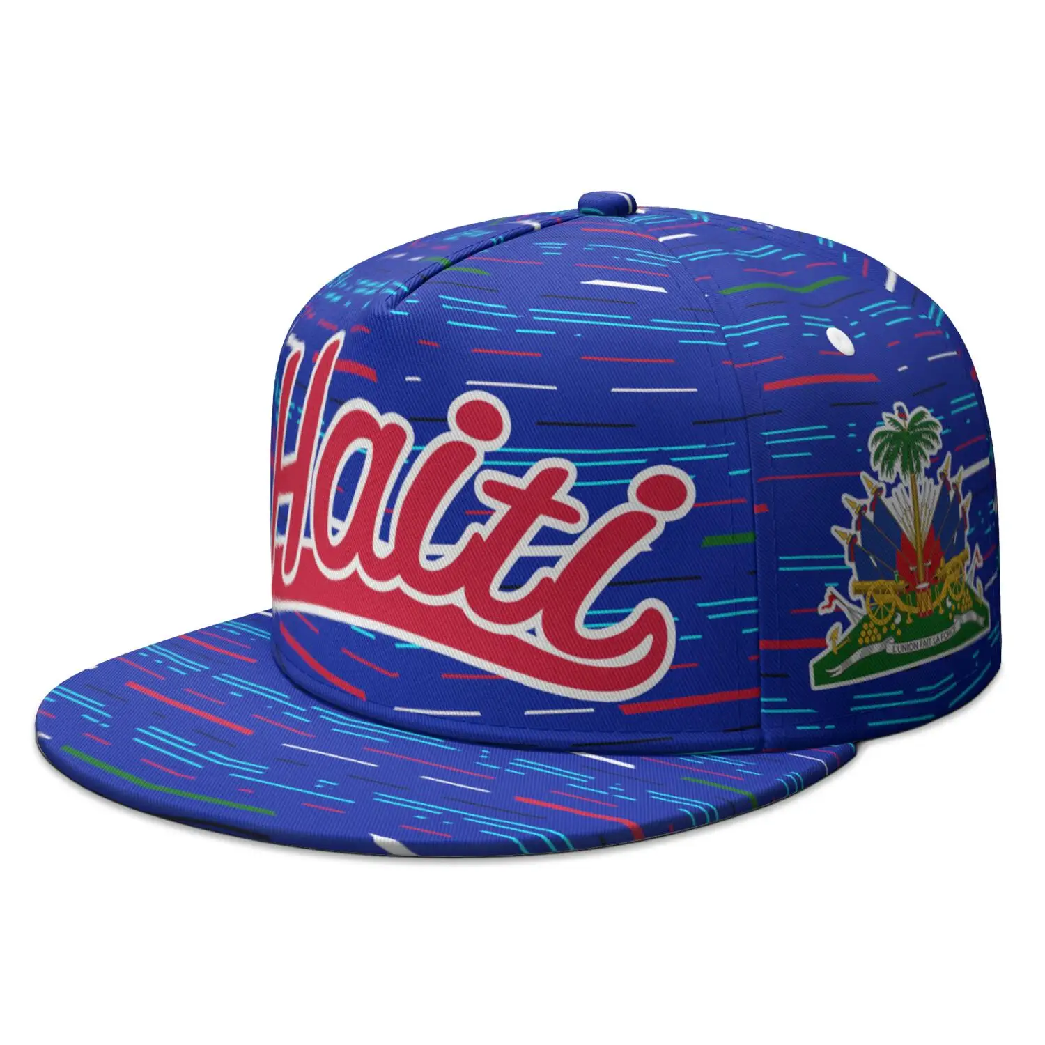 Haiti Flat Brimmed Cap Custom Name Number Logo Hip-hop Hat Nation Flag Country Haitian Republic College Print Photo Headgear - Image 6