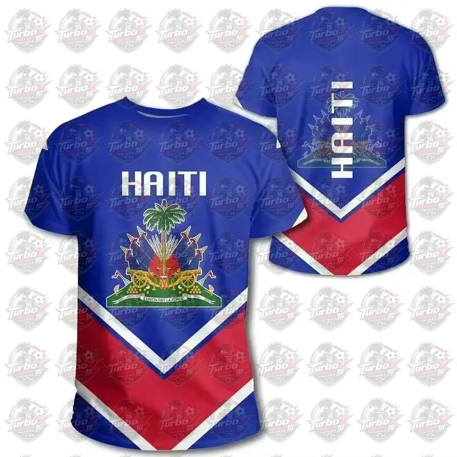 2026 Haiti Island Flag Men Tshirt National Emblem Caribbean Sea Retro Streetwear 3d Funny Casual Short Sleeve Football T-shirts - Image 4