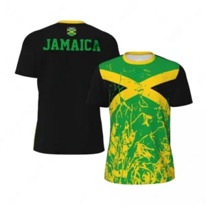 Fashion Jamaica Flag Graphic Football T Shirts For Men Summer Trend 3D National Emblem Printed T-shirts Casual Oversized Tees