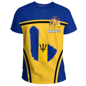 Barbados National Flag Map 3D Printing T Shirt Barbados Coat Of Arms Graphic Tee Shirts Fashion Streetwear Short Sleeves Clothes